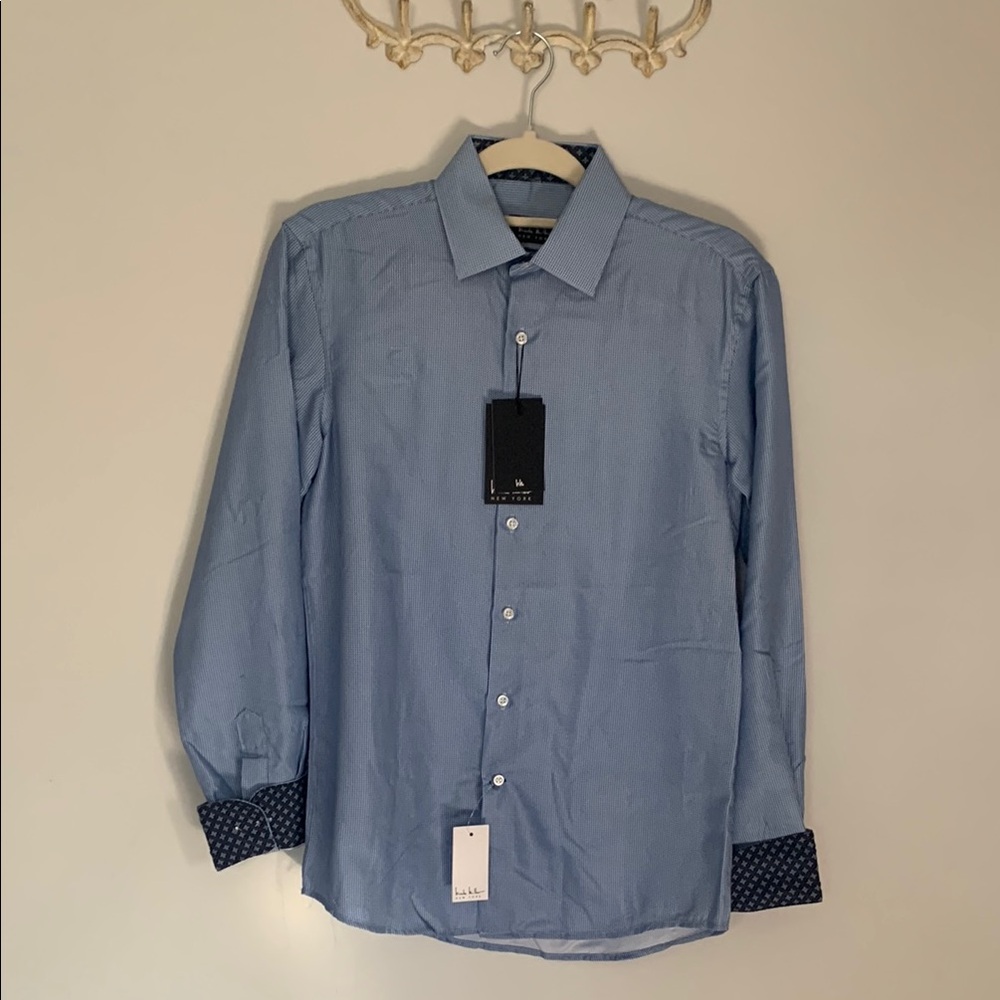 NWT Classic Blue Dress Shirt with Contrasting Cuffs